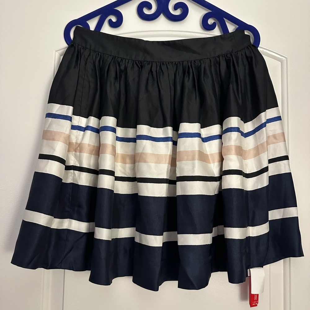 Kate Spade - Chic Striped Skirt with Black and Blue Accents